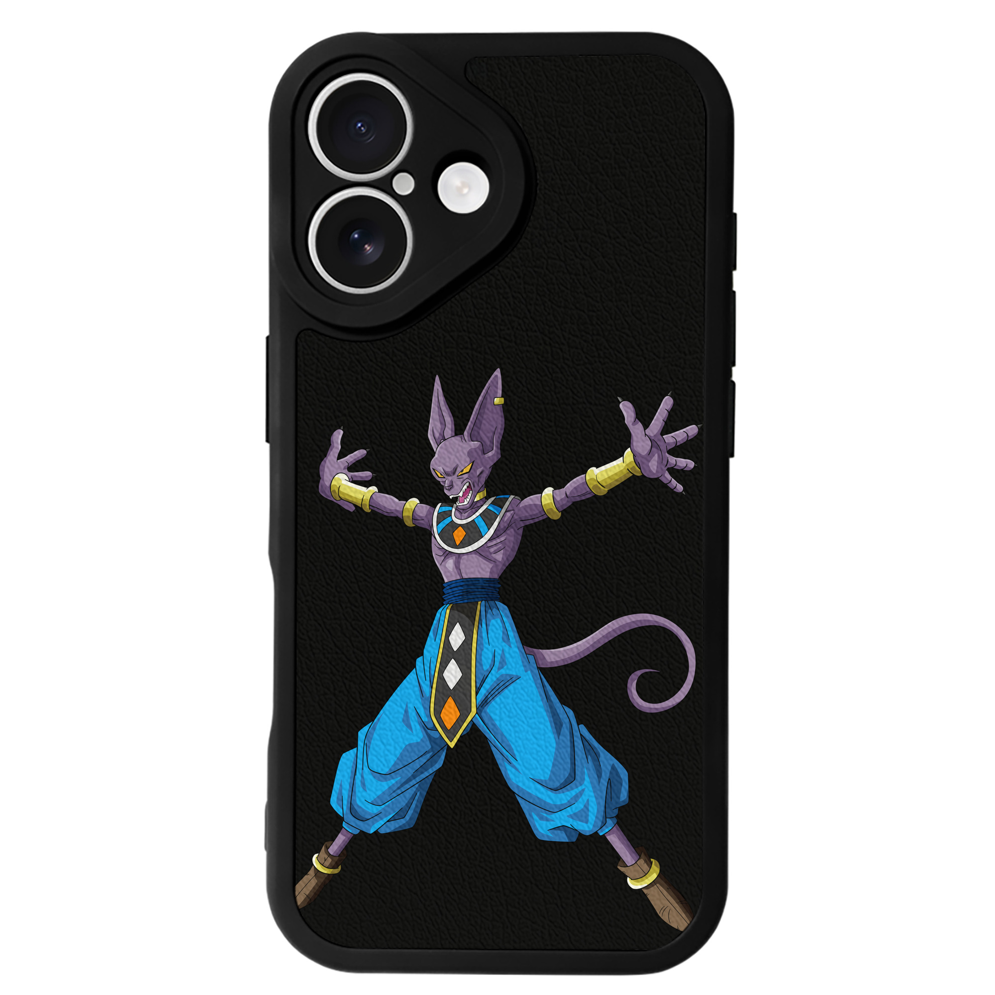 （画像用） ドラゴンボール ビルス 破壊神ビルス DRAGON BALL Beerus Birusu 【iPhone 16シリーズ対応】シリコンスマホケース（レザー調） 材質：シリコン